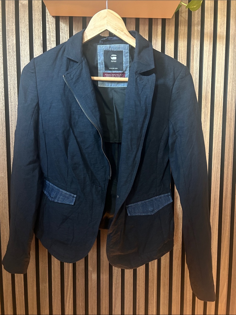 G-Star Black Blazer with Denim Pocket Trim size S